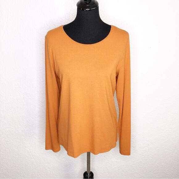 Eileen Fisher orange long sleeve knit top size Medium - Picture 1 of 12